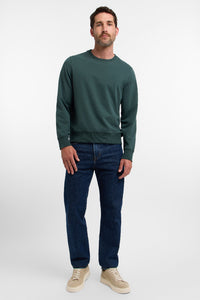 Elbsand Men Sweatshirt Jannik nordic pine, dunkelgrün, unifarben, langärmlig, Rundhalsausschnitt, Sweater