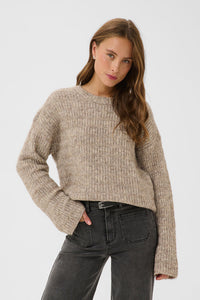 Kaffe Pullover KAkikki desert taupe melange