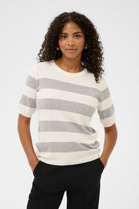 Kaffe Pullover KAlizza gestreift chalk/grey melange