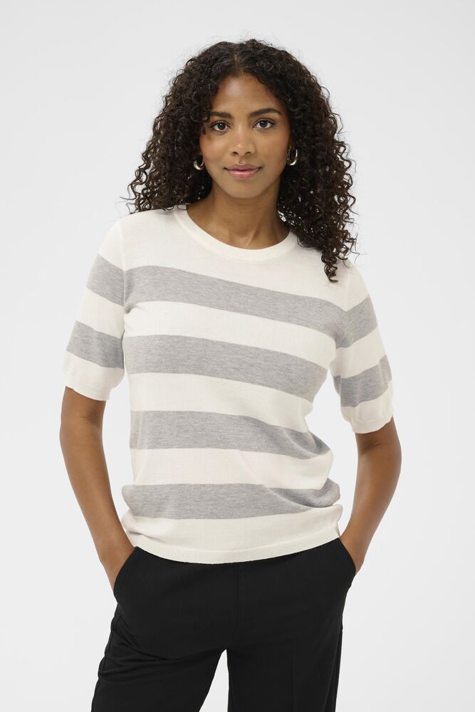 Kaffe Pullover KAlizza gestreift chalk/grey melange