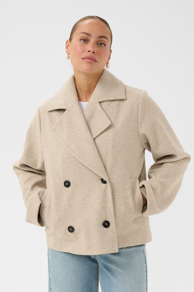 Kaffe Trenchcoat-Jacke KAsaturn beige smoke melange