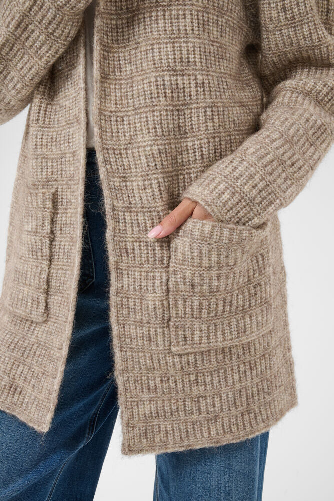 Kaffe Cardigan/Strickjacke KAkikki desert taupe melange