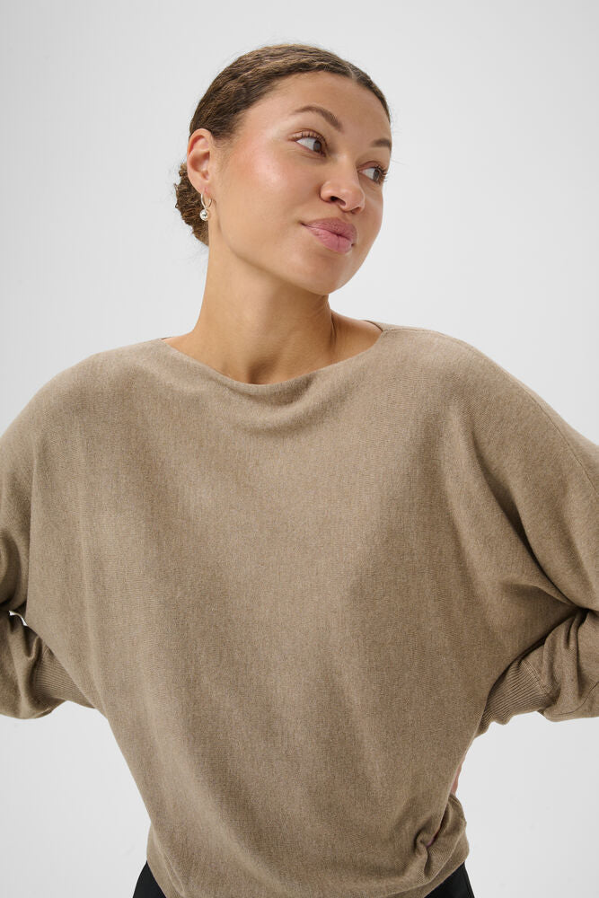 Kaffe Pullover KAlizza Batwing desert taupe melange