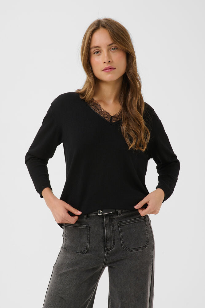 Kaffe Pullover KAlizza Lace black deep