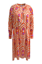 Milano Kleid, hot orange print, langärmlig