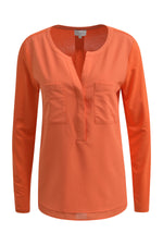 Milano Bluse, jersey-Bluse, ohne Kragen, hot orange