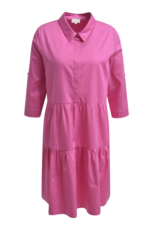 Milano Kleid, Hemdblusenkleid, Volants, neon pink