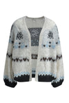 Milano Strickjacke, Cardigan, offen, cream print, gemustert, mit Alpaka & Wolle, Raglanärmel
