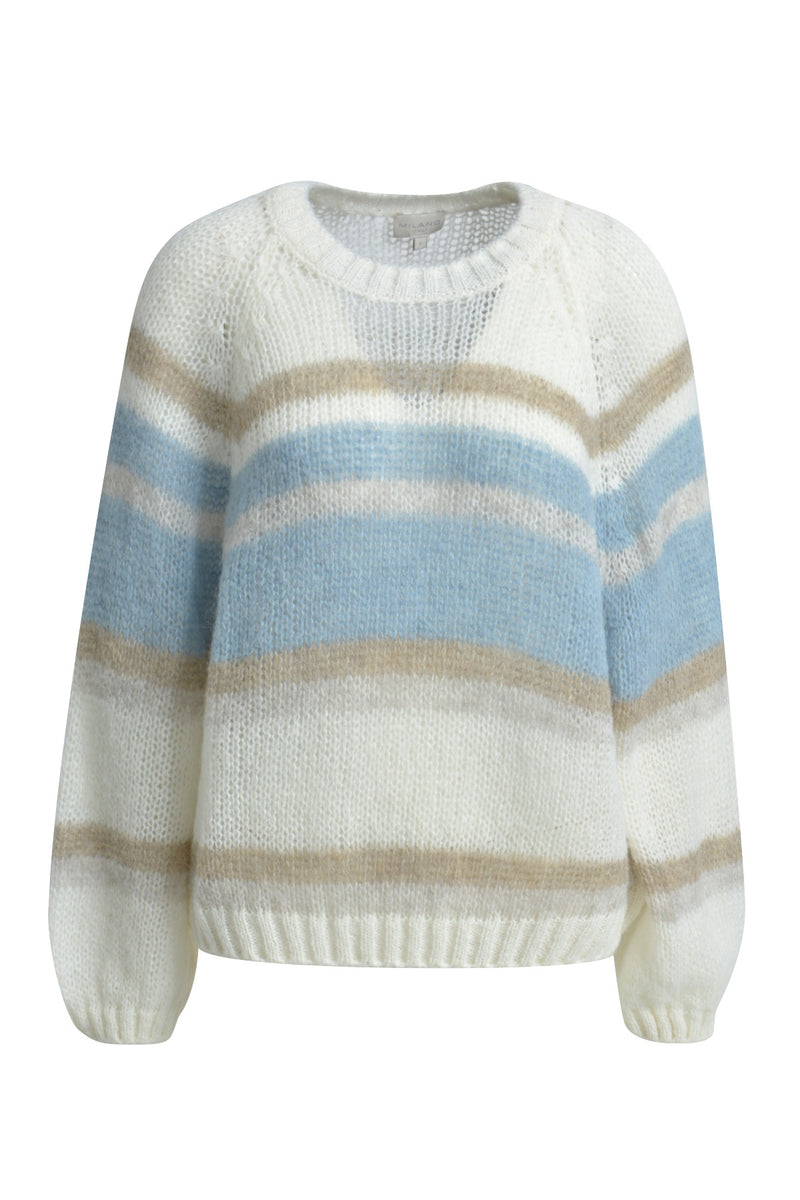 Milano Pullover, Strickpullover, cornflower print, gestreift, Rundhalsausschnitt