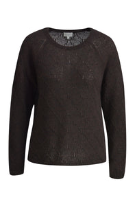 Milano Pullover, rocca, Struktur, Rundhalsausschcnitt, Raglanärmel, braun, dunkelbraun