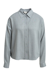 Milano Bluse, Hemdbluse, grey melange, grau, oversized, Kragen, Knopfleiste, Viskose