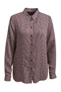 Milano Bluse, Hemdbluse, vino print, gemustert, Kragen, Knopfleiste, Manschetten, klassische Form, Viskose