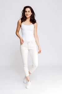 Zhrill Jeans Nova offwhite, skinny fit, Umschlag, Fransen, Baumwolle, Elasthan