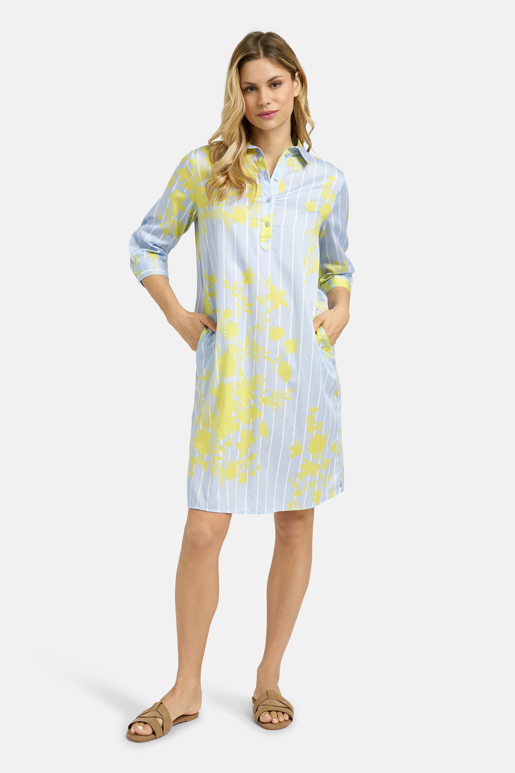 Milano Hemdblusenkleid light blue print