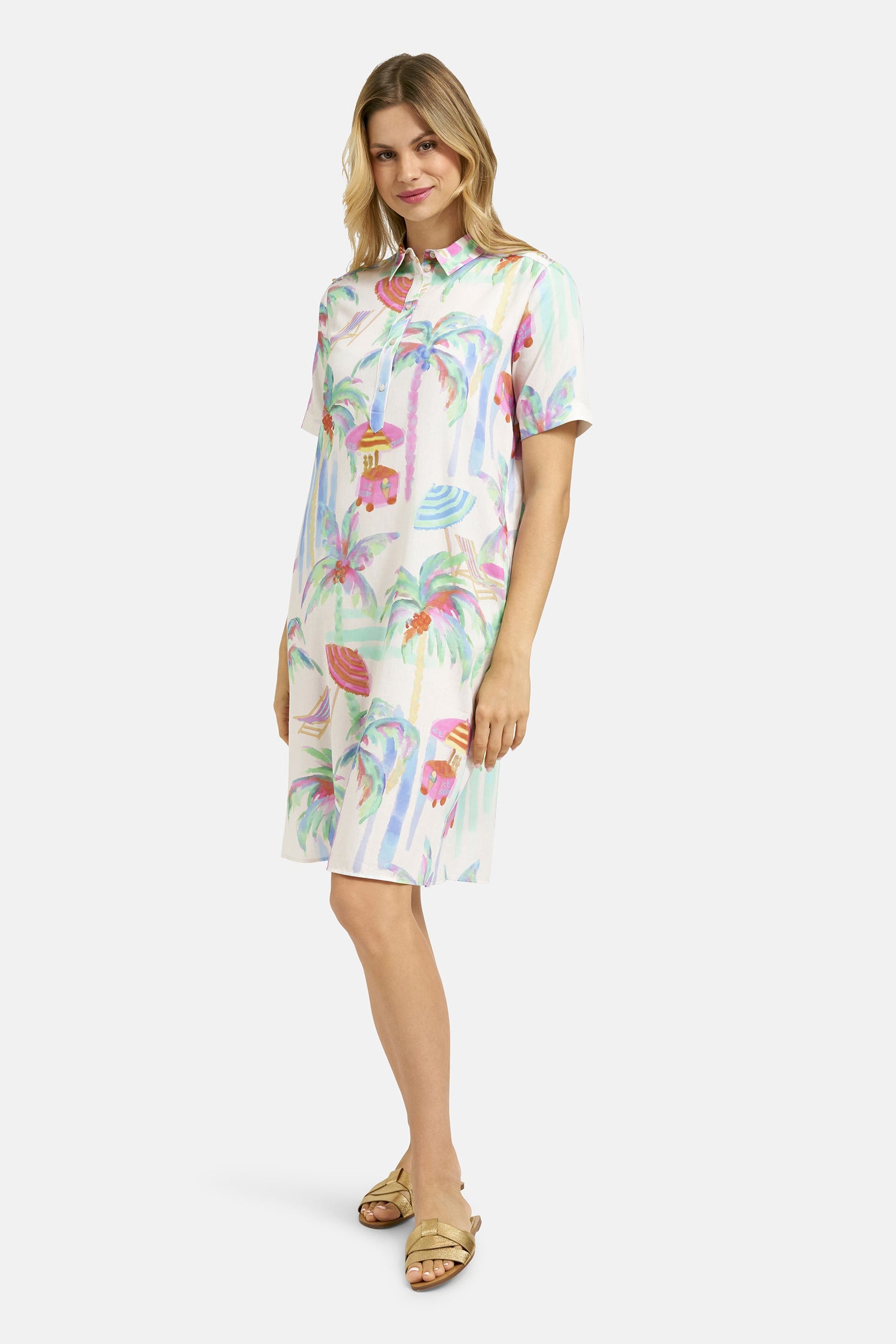 Milano Hemdblusenkleid sand print