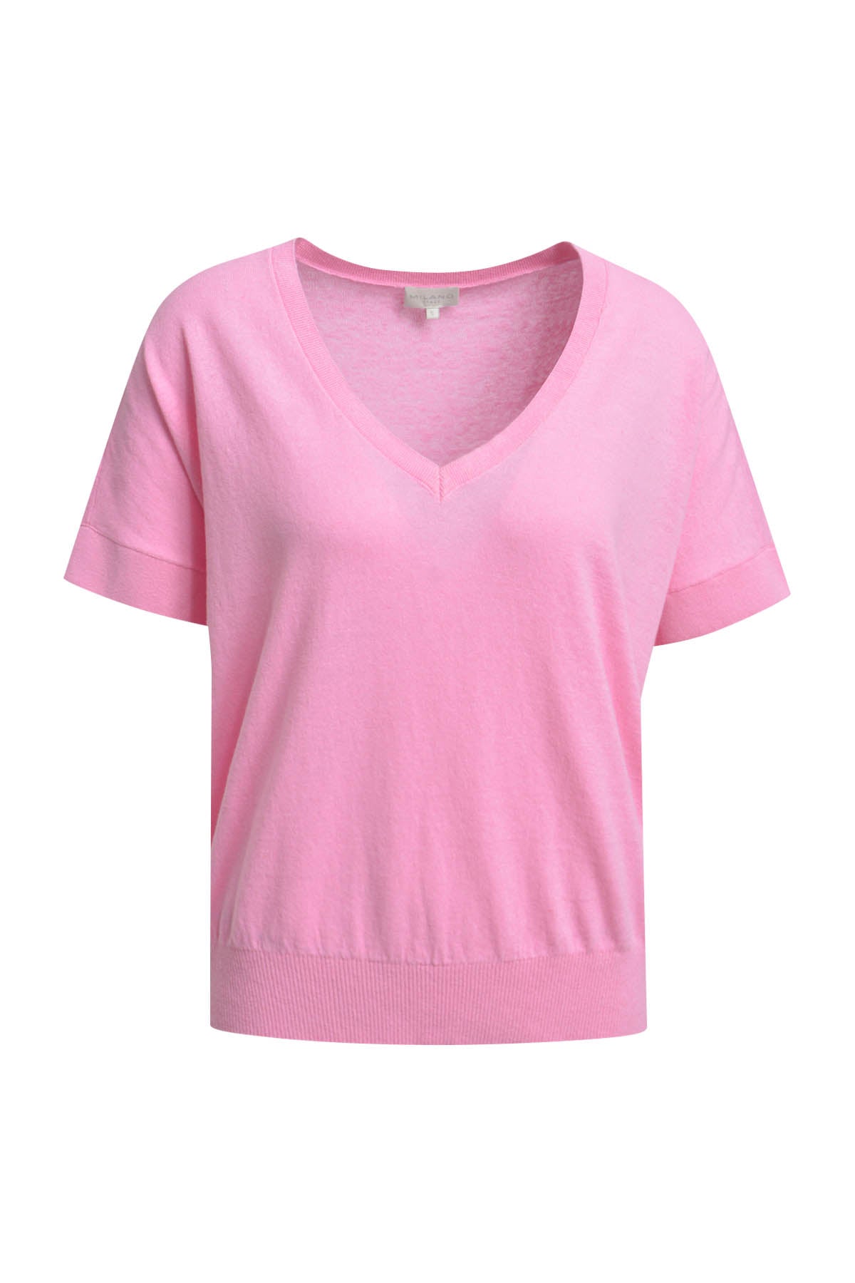 Milano Kurzarmpullover orchid/pink, V-Ausschnitt, kurzärmlig, Baumwolle, Leinen