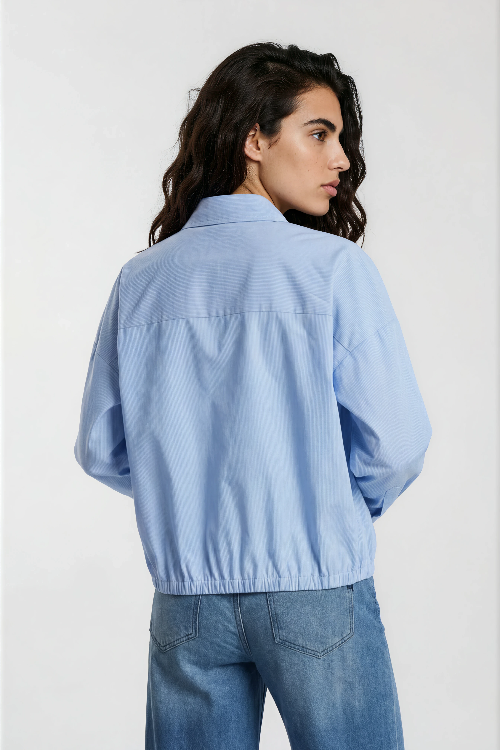 Milano Bluse gestreift light blue print
