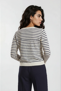 Milano Strickjacke/Cardigan gestreift navy print
