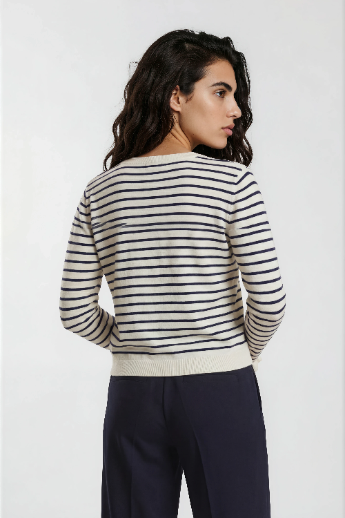 Milano Strickjacke/Cardigan gestreift navy print