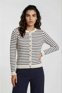 Milano Strickjacke/Cardigan gestreift navy print