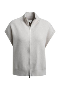 Milano Oversize Strickweste sand, unifarben, Stehkragen, Bündchen, Reißverschluss