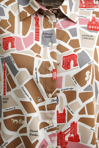 Milano Hemdbluse caramel print