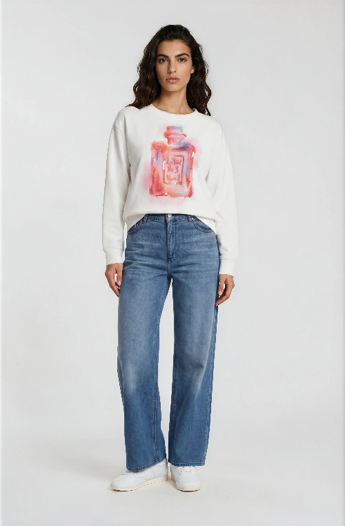 Milano Sweatshirt mit Print offwhite, Rundhalsausschnitt, langärmlig, Bündchen