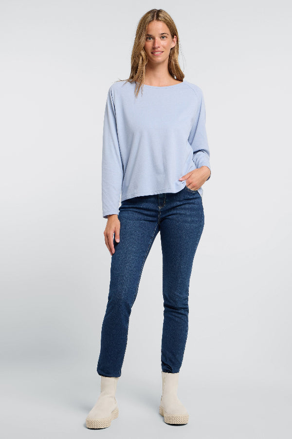 Elbsand Longsleeve Tira winter sky melange, hellblau, Langarmshirt, Rundhalsausschnitt