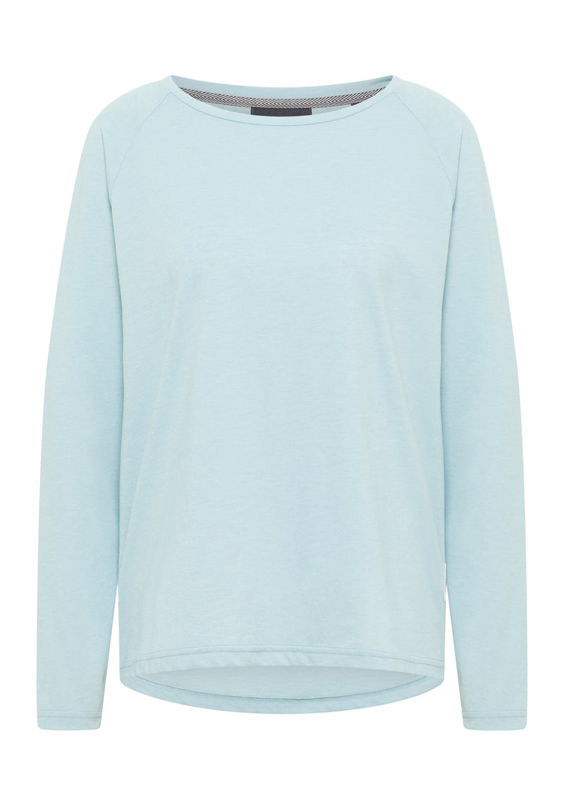 Elbsand Longsleeve Tira blue fog melange, Langarmshirrt, Shirt, hellblau, Damen