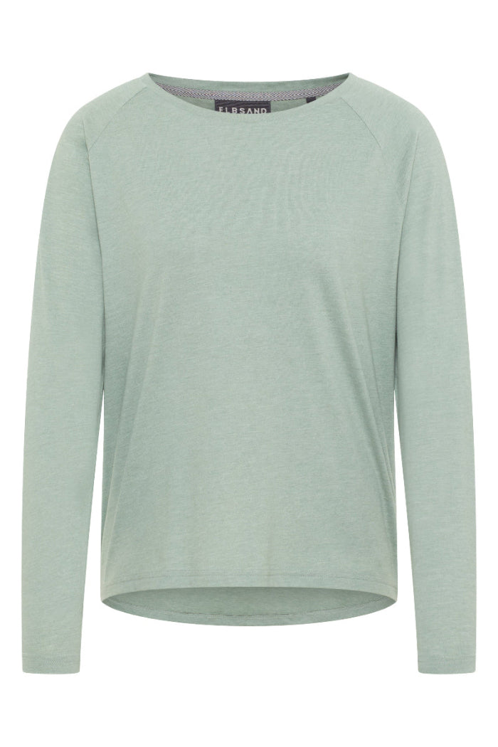 Elbsand Longsleeve Tira soft sage melange, mintgrün, Langarmshirt