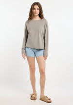 Elbsand Longsleeve Tara, soft mud melange, loose fit, lässig