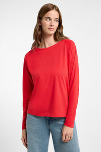 Elbsand Longsleeve Tinna barberry, Langarmshirt, rot, Rundhalsausschnitt, Raglanärmel
