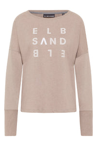 Elbsand Longsleeve Ingiara silver sand melange, Langarmshirt, Rundhalsausschnitt, beige