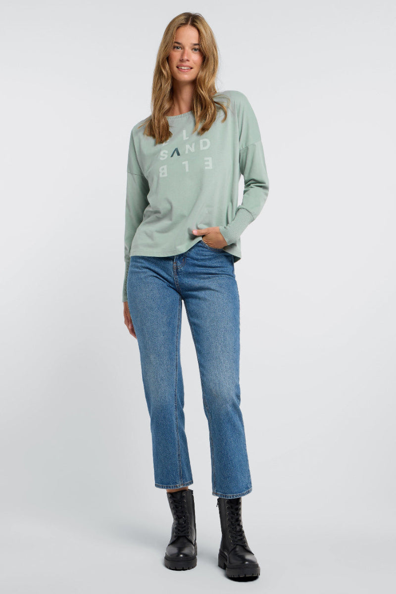 Elbsand Longsleeve Ingiara soft sage, minigrün, Langarmhirt