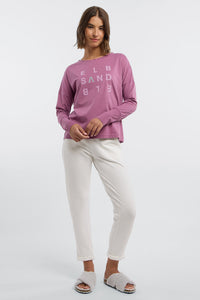 Elbsand Longsleeve Ingiara mauve, pink, Langarmshirt, Schriftzug, lange Bündchen