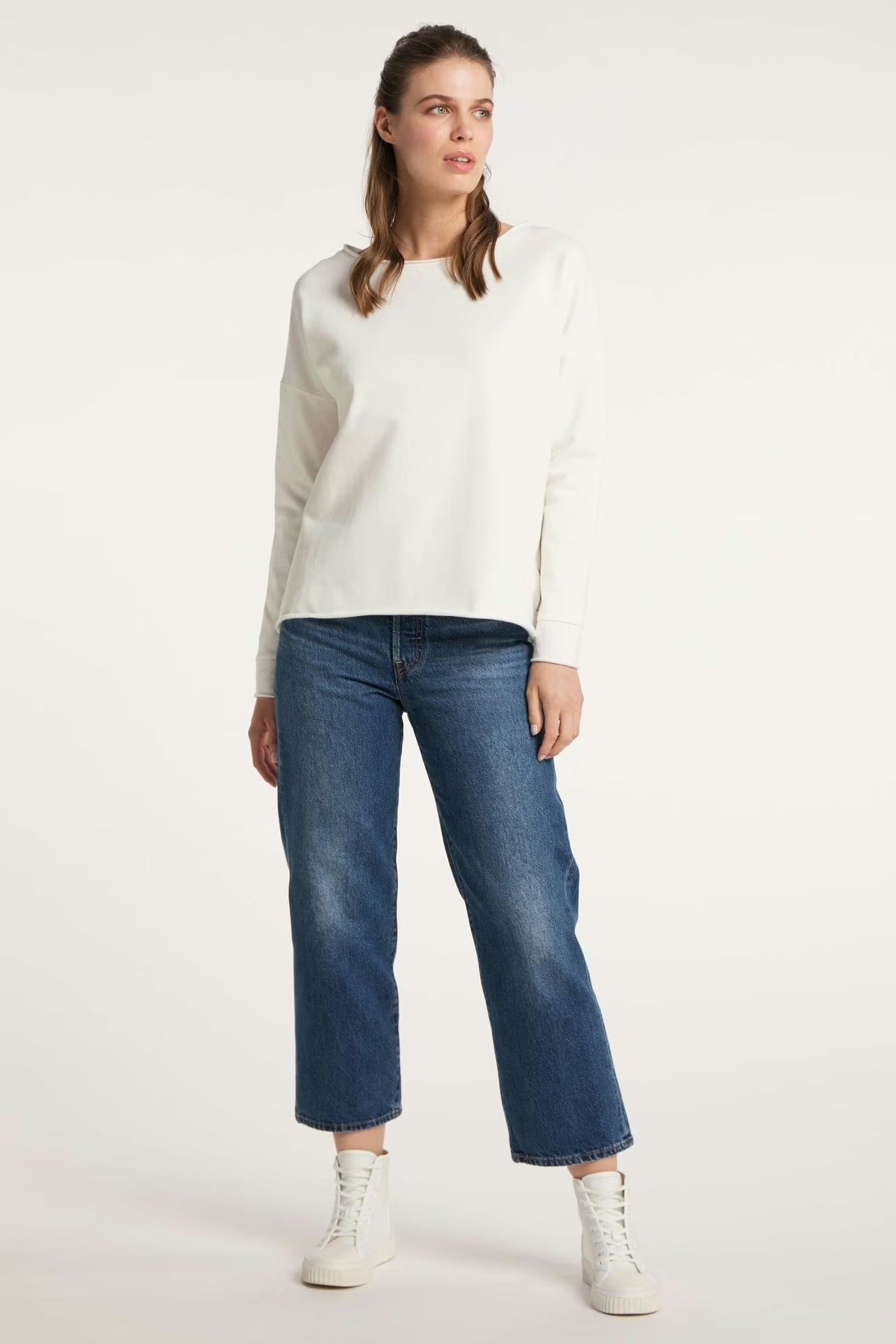 Elbsand Sweatshirt Riane cloud white, offwhite, Schriftzug, Rundhalsausschnitt, Sweater, Pulli
