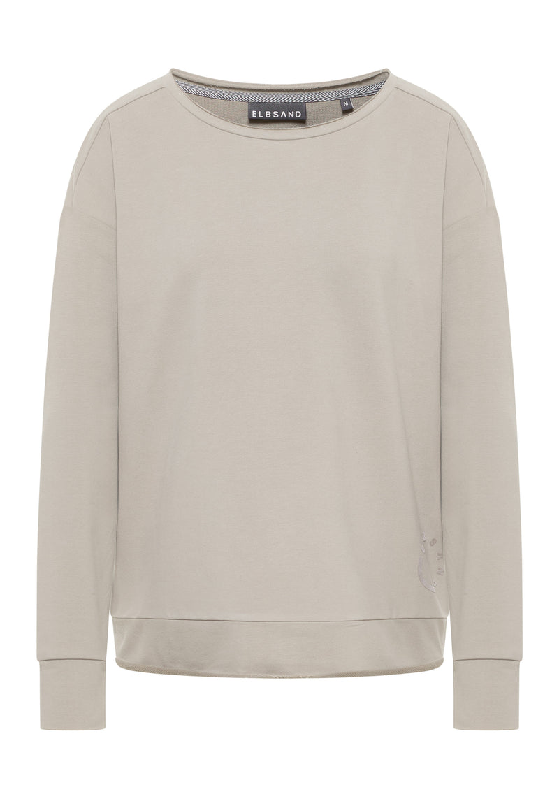 Elbsand Sweatshirt Ritva, soft mud, Rundhalsausschnitt, Bündchen, kastig