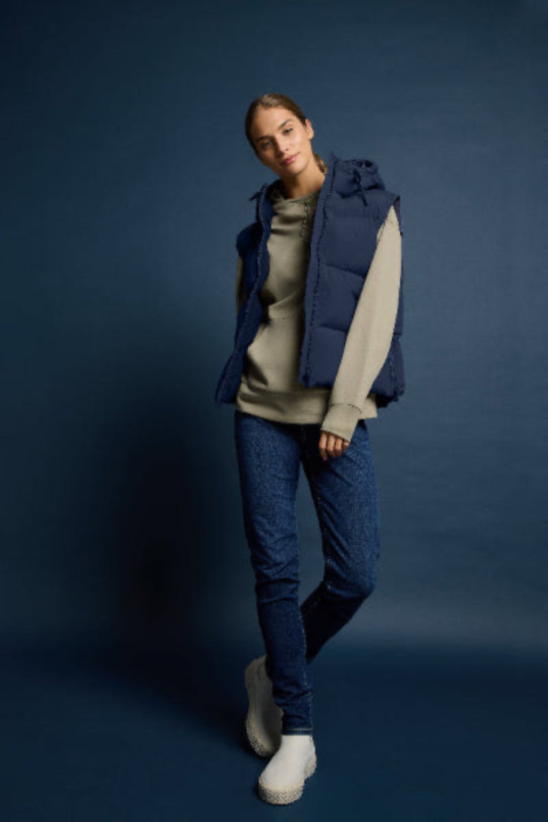 Elbsand Weste Tari midnight, Damen, dunkelblau, Kapuze