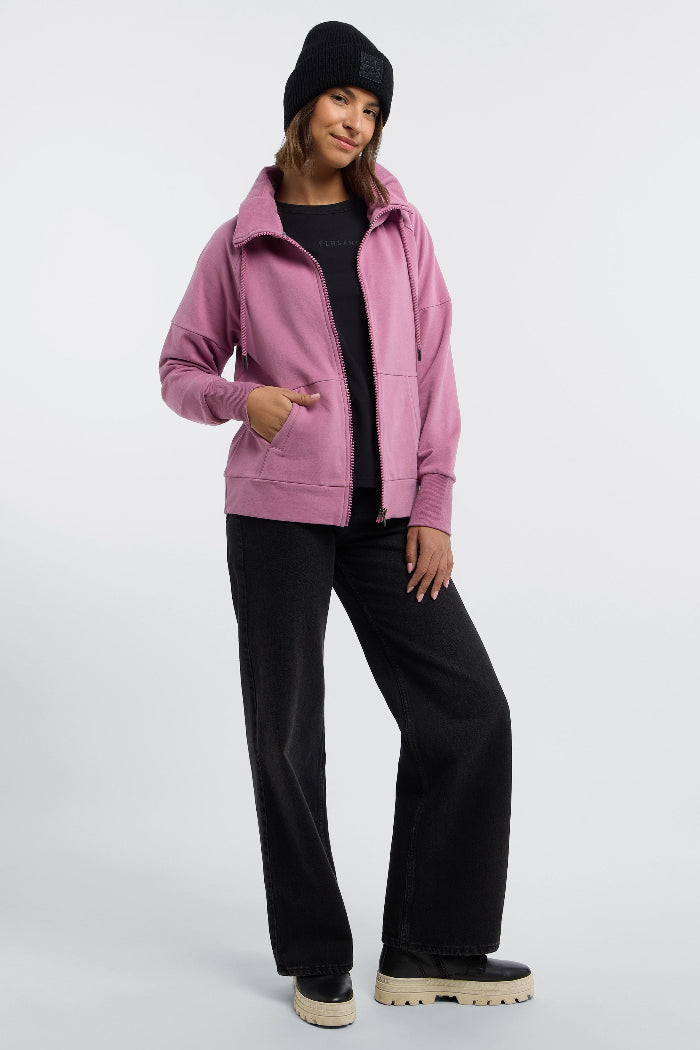 Elbsand Sweatjacke Aina mauve, pink, unifarben, Jacke, Kragen, Reißverschluss, Bündchen