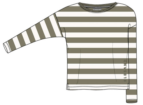 Elbsand Longsleeve Milia Stripes golden olive/cloud white