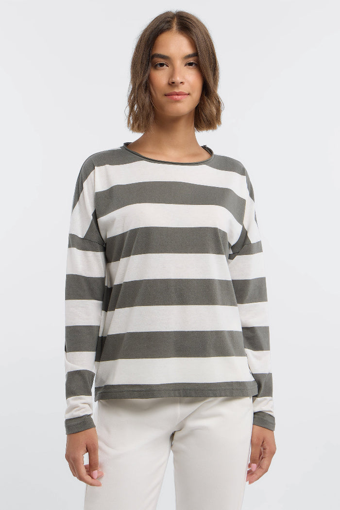 Elbsand Longsleeve Milia gestreift dark slate/cloud white