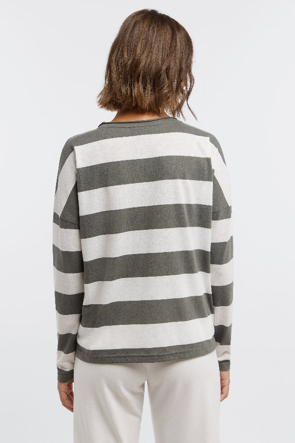 Elbsand Longsleeve Milia gestreift dark slate/cloud white