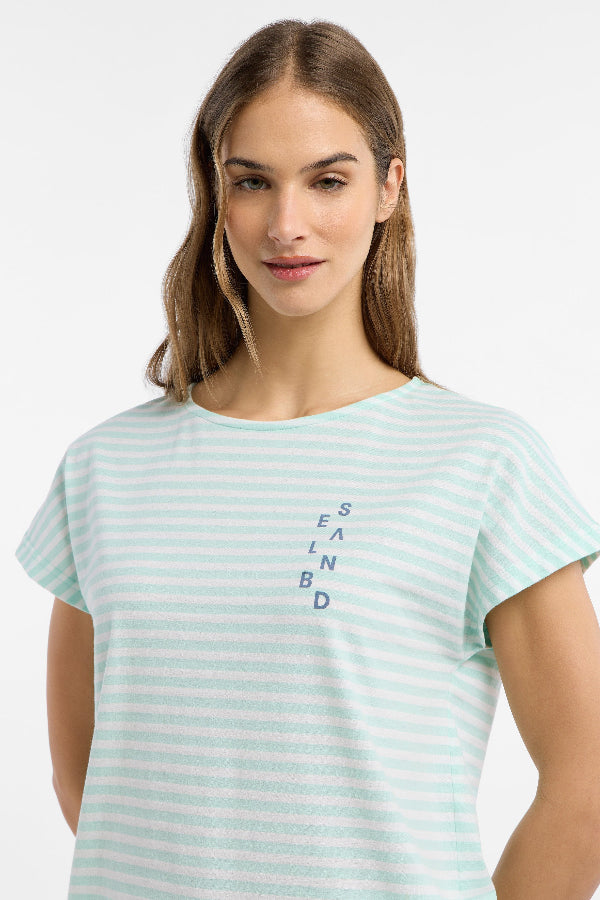 Elbsand T-Shirt Selma gestreift ocean view/bright white