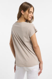 Elbsand T-Shirt Selma gestreift camel/bright white