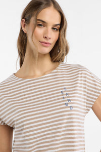 Elbsand T-Shirt Selma gestreift camel/bright white