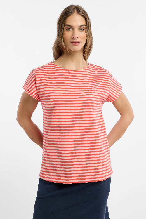 Elbsand T-Shirt Selma gestreift grenadine/papaya