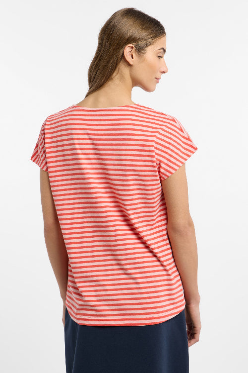 Elbsand T-Shirt Selma gestreift grenadine/papaya