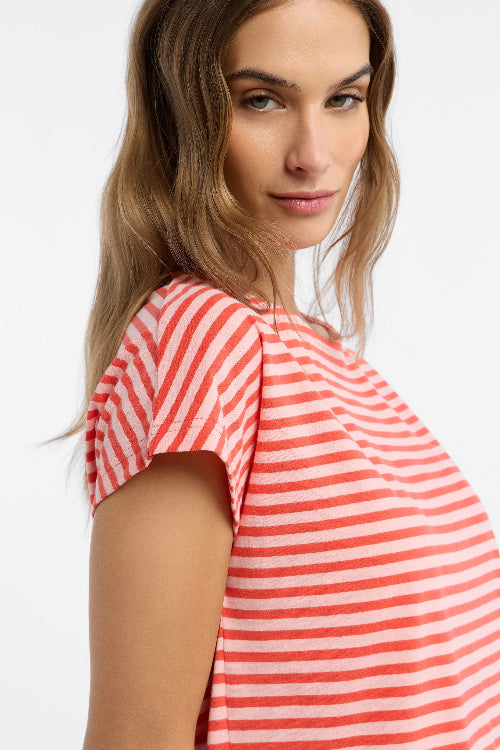 Elbsand T-Shirt Selma gestreift grenadine/papaya