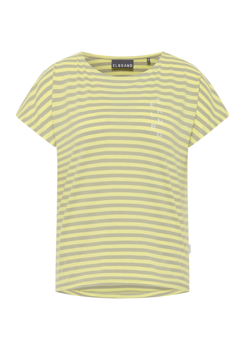T-Shirt von Elbsand mit Streifen in gelb und Khaki