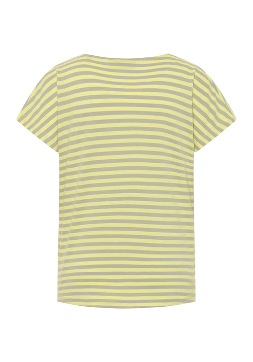 T-Shirt von Elbsand mit Streifen in den Farben gelb und khaki